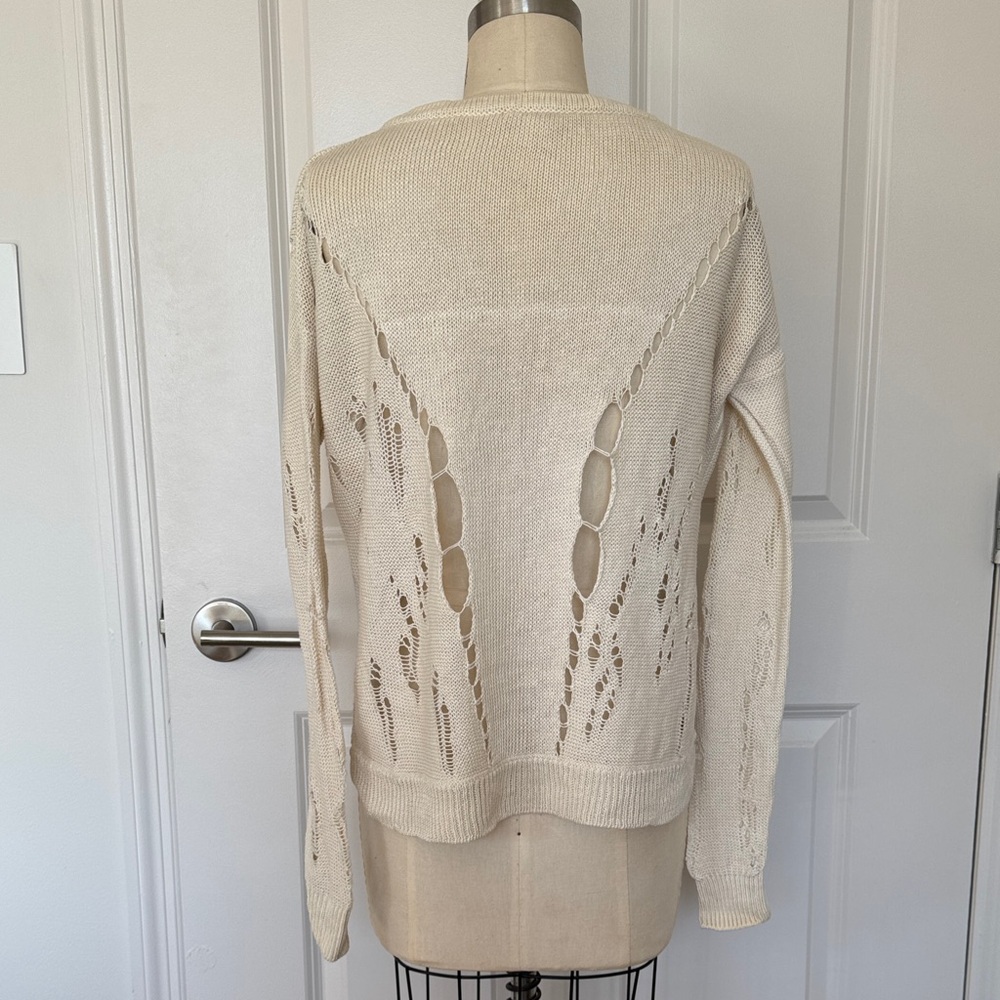 Helmut Lang Cream Sweater with Pointelle Holes - Picture 5 of 14